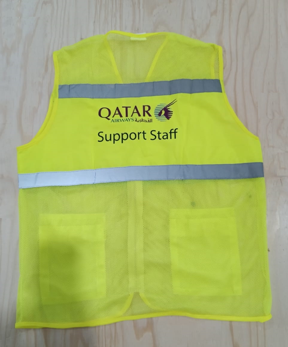 Exclusive Collection Qatar Airways Green Yellow Semi Net Apron Two Pockets APR040