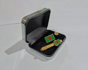 Exclusive Collection Bangladesh Flag 100% Brass (পিতল) Tie Clip and Coat pin set EBM002