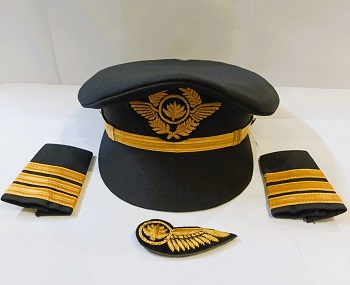 Biman Bangladesh Airlines First Officer Hat Apulates Wings for Men & Women three pcs package PILOT0023