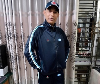 Navy blue 100% premium Polyester Tricot Fabric 2-Stripes Tracksuit TSP001