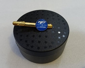 Boeing 787 Tie Clip in Brass and lamination with Box CT0011