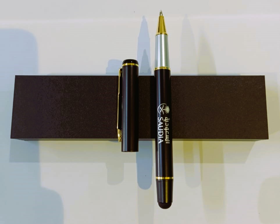 SAUDIA AIRLINES High-quality Metal Pen Premium Business Pen Comfort Grip Smooth Writing Ideal for Office Home Use Signature Pen with Stylus Attached SAUDIA 0010