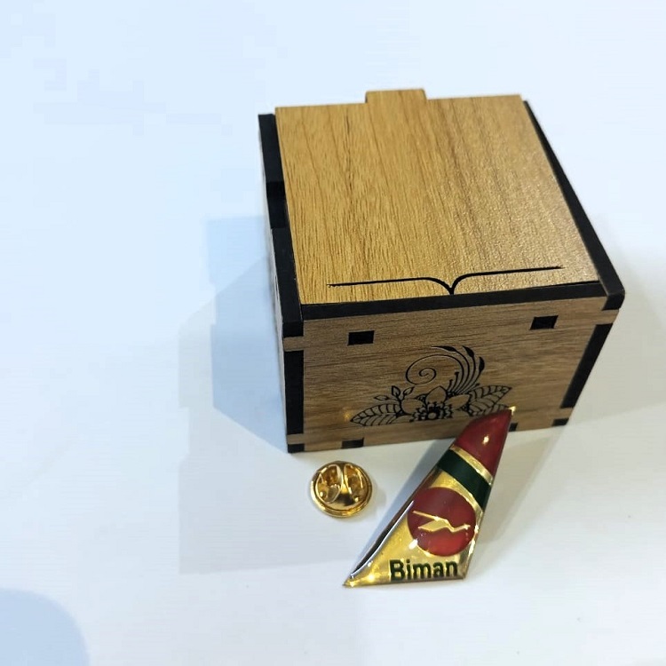 Biman Wings Coat pin in Brass and lamination with Box BW001