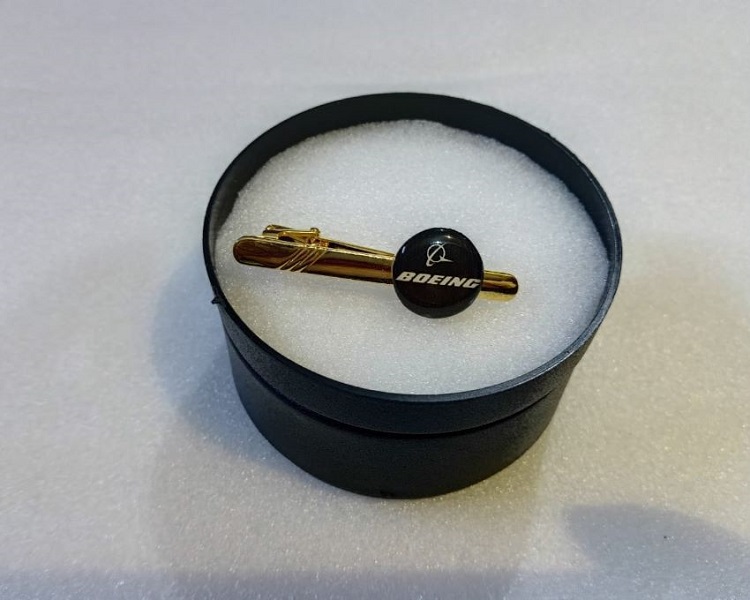Boeing Tie Clip in Brass and lamination with Box CT0012