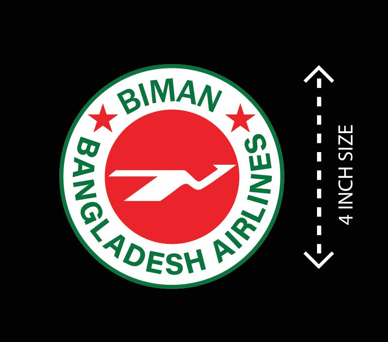 Inside the glass / private car i.e. front part Glue 100% Waterproof Biman Logo Sticker MOQ 2 PCS STK0133