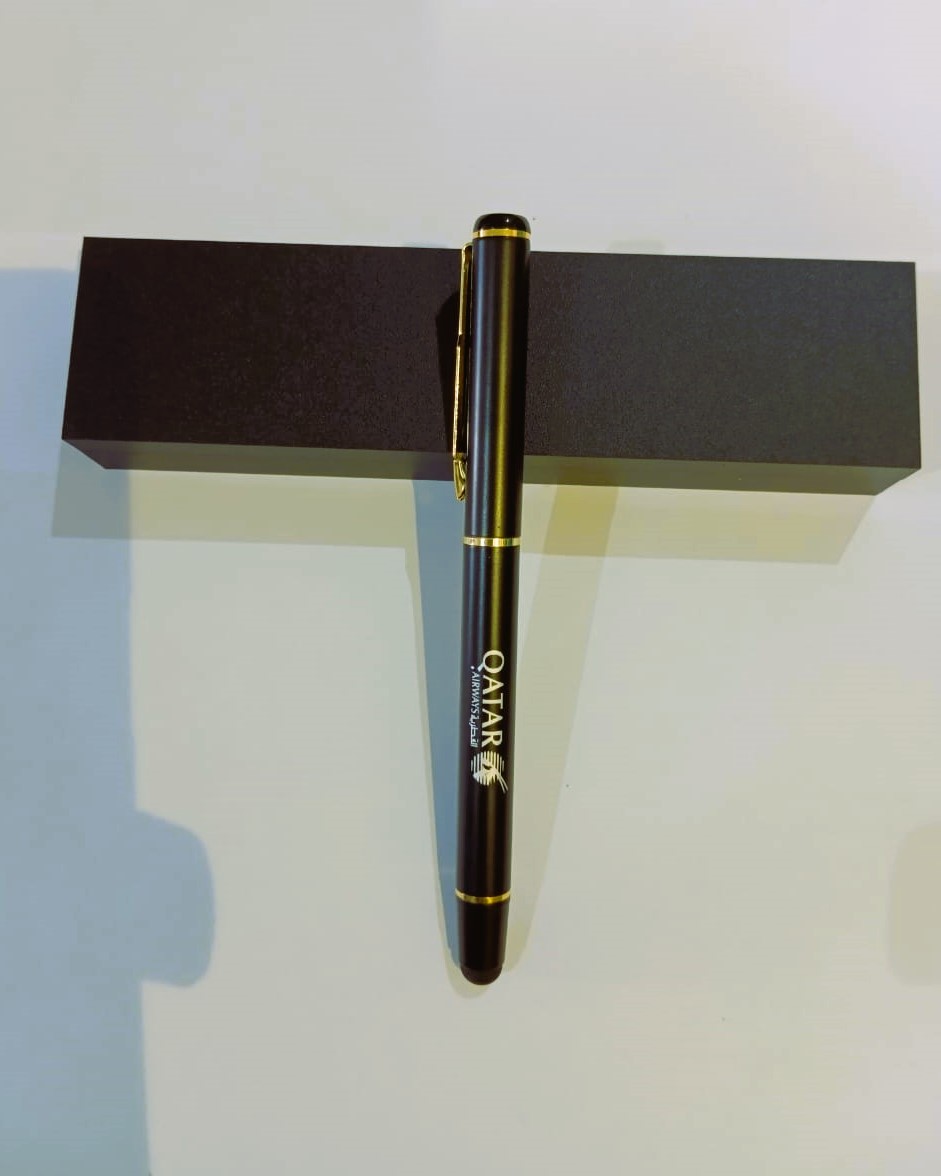 QATAR AIRWAYS High-quality Metal Pen Premium Business Pen Comfort Grip Smooth Writing Ideal for Office Home Use Signature Pen with Stylus Attached QATAR008