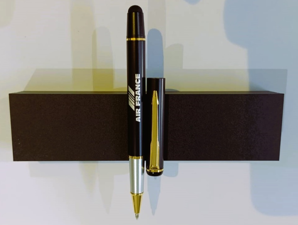 AIR FRANCE High-quality Metal Pen Premium Business Pen Comfort Grip Smooth Writing Ideal for Office Home Use Signature Pen with Stylus Attached FRANCE0012