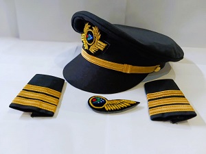 US-BANGLA First Officer Hat Apulates Wings for Men & Women three pcs package PILOT0015
