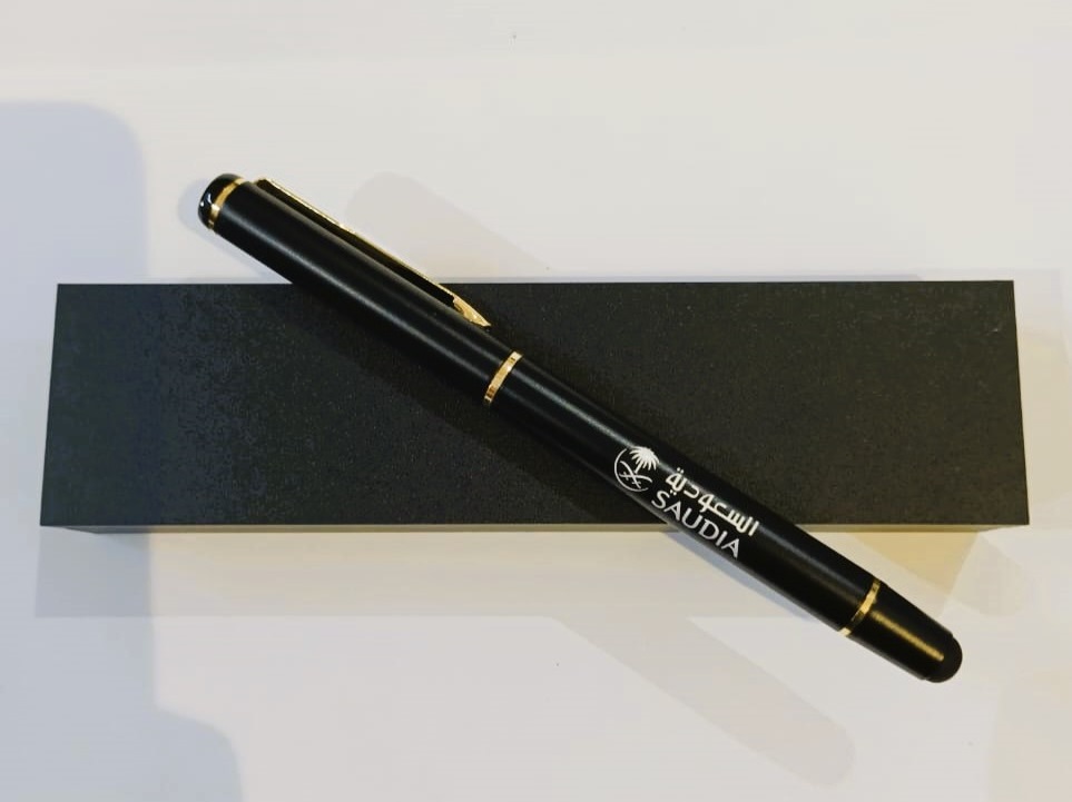 SAUDIA AIRLINES High-quality Metal Pen Premium Business Pen Comfort Grip Smooth Writing Ideal for Office Home Use Signature Pen with Stylus Attached SAUDIA 0010