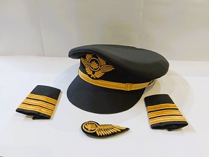 Biman Bangladesh Airlines First Officer Hat Apulates Wings for Men & Women three pcs package PILOT0023