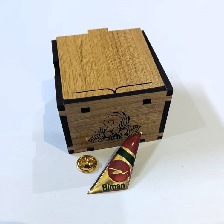 Biman Wings Coat pin in Brass and lamination with Box BW001
