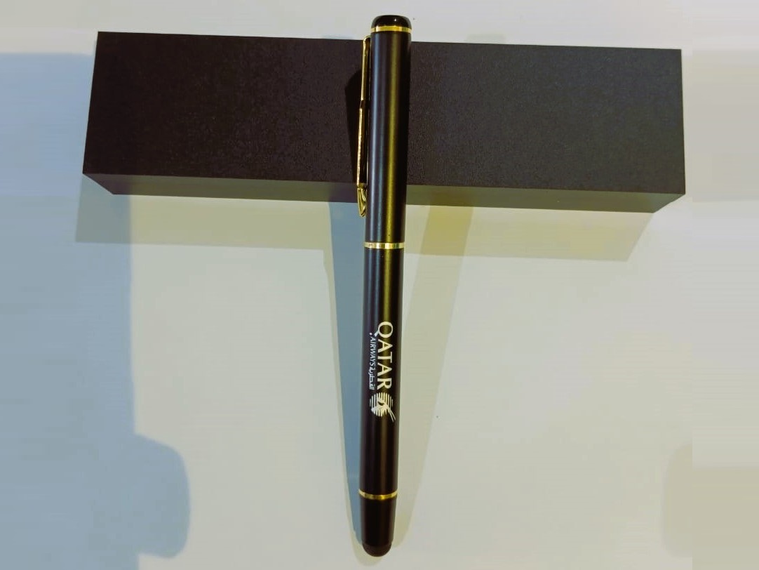 QATAR AIRWAYS High-quality Metal Pen Premium Business Pen Comfort Grip Smooth Writing Ideal for Office Home Use Signature Pen with Stylus Attached QATAR008
