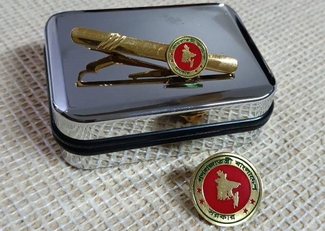 Exclusive Collection People's Republic of Bangladesh 100% Brass (পিতল) Tie Clip and Coat pin set BK009