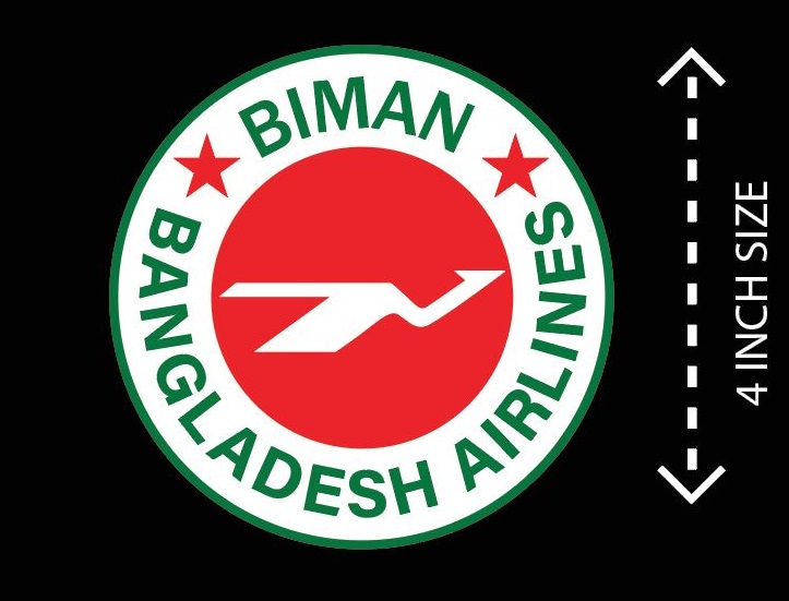 Inside the glass / private car i.e. front part Glue 100% Waterproof Biman Logo Sticker MOQ 2 PCS STK0133