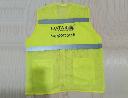 Exclusive Collection Qatar Airways Green Yellow Semi Net Apron Two Pockets APR060