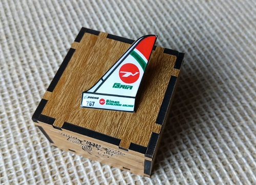 Biman Wings Coat pin in Brass and lamination with Box BW002