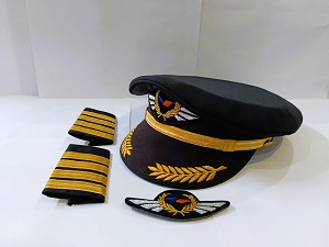 NOVOAIR Captain Hat Apulates Wings for Men & Women three pcs package PILOT007